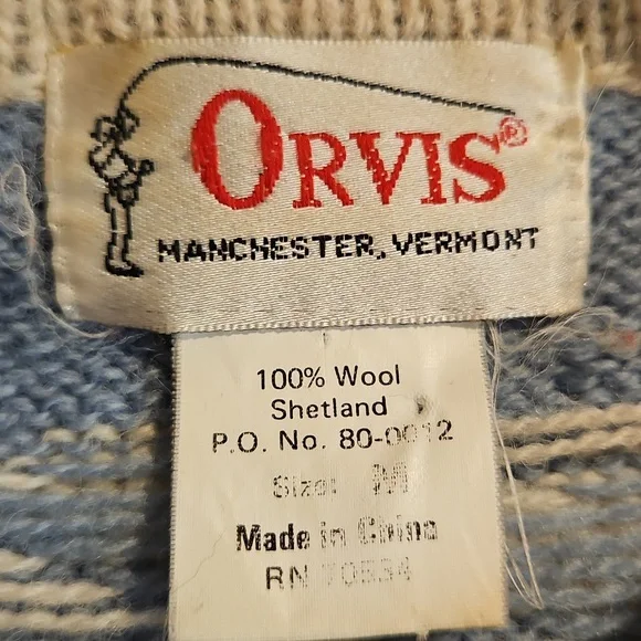 Vintage Orvis 100% Shetland Wool Button Down Vest Cows Pasture Farm Scene Sz M - Picture 5 of 5
